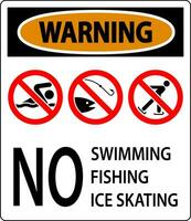 Verbot Zeichen Warnung - - Nein Baden, Angeln, Eis Skaten vektor