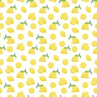 sömlös mönster med citroner och löv. kan använda sig av för banderoller, kort, tapeter, . sommar färgrik bakgrund.vektor illustration vektor