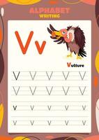 alfabet spårande kalkylblad mall med djur- vektor