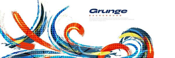 abstrakt und bunt Bürste Hintergrund. Blau und Orange Grunge Hintergrund. Sport Banner. Bürste Schlaganfall Illustration. kratzen und Textur Elemente zum Design vektor