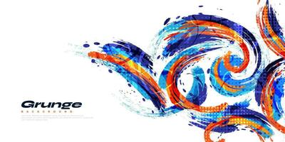 abstrakt och färgrik borsta bakgrund. blå och orange grunge bakgrund. sport baner. borsta stroke illustration. repa och textur element för design vektor