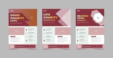 Designvorlagenpaket für Wohltätigkeitsunterstützungsflyer vektor