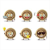 Kekse Spiral- Karikatur Charakter mit verschiedene Typen von Geschäft Emoticons vektor