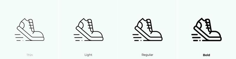 Laufen Schuh Symbol. dünn, Licht, regulär und Fett gedruckt Stil Design isoliert auf Weiß Hintergrund vektor