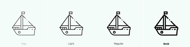 Segeln Symbol. dünn, Licht, regulär und Fett gedruckt Stil Design isoliert auf Weiß Hintergrund vektor