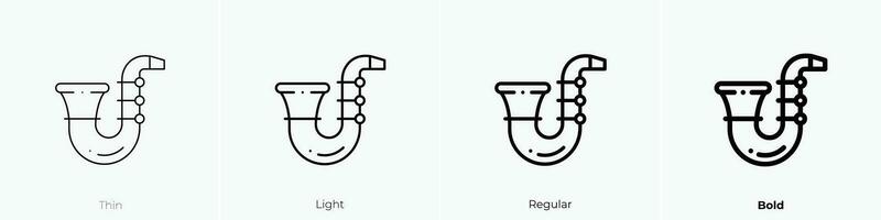 Saxophon Symbol. dünn, Licht, regulär und Fett gedruckt Stil Design isoliert auf Weiß Hintergrund vektor