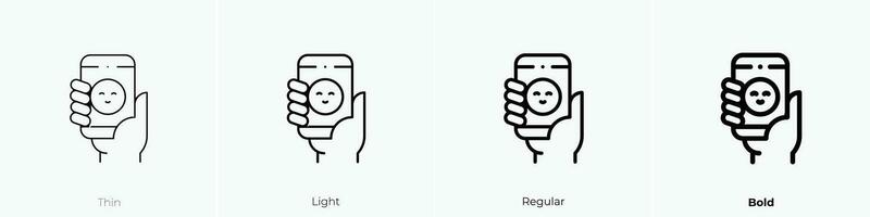 Selfie Symbol. dünn, Licht, regulär und Fett gedruckt Stil Design isoliert auf Weiß Hintergrund vektor