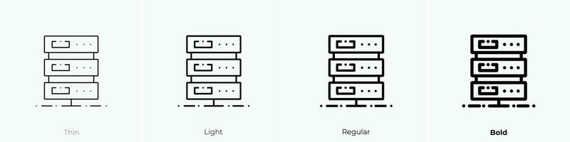 Server Symbol. dünn, Licht, regulär und Fett gedruckt Stil Design isoliert auf Weiß Hintergrund vektor