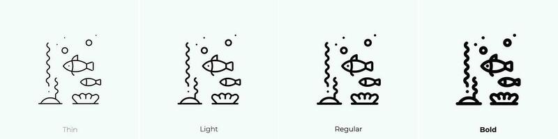 Meer Leben Symbol. dünn, Licht, regulär und Fett gedruckt Stil Design isoliert auf Weiß Hintergrund vektor