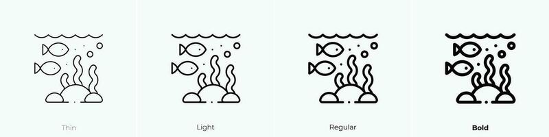 Leben im Meer Symbol. dünn, Licht, regulär und Fett gedruckt Stil Design isoliert auf Weiß Hintergrund vektor