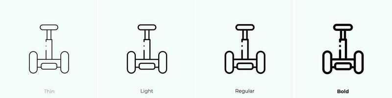 segway ikon. tunn, ljus, regelbunden och djärv stil design isolerat på vit bakgrund vektor