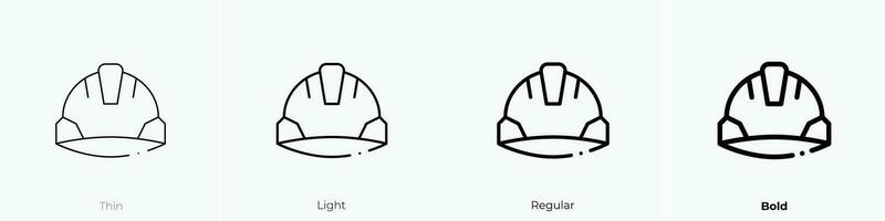 Sicherheit Helm Symbol. dünn, Licht, regulär und Fett gedruckt Stil Design isoliert auf Weiß Hintergrund vektor