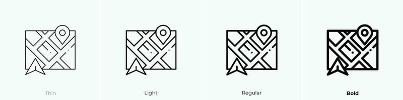 Route Symbol. dünn, Licht, regulär und Fett gedruckt Stil Design isoliert auf Weiß Hintergrund vektor