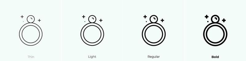 Ring Symbol. dünn, Licht, regulär und Fett gedruckt Stil Design isoliert auf Weiß Hintergrund vektor