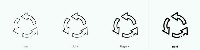 wiederholen Symbol. dünn, Licht, regulär und Fett gedruckt Stil Design isoliert auf Weiß Hintergrund vektor