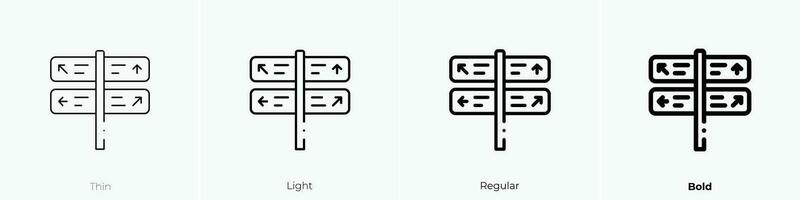 Straße Zeichen Symbol. dünn, Licht, regulär und Fett gedruckt Stil Design isoliert auf Weiß Hintergrund vektor