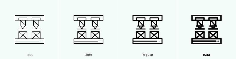 Roboter Arm Symbol. dünn, Licht, regulär und Fett gedruckt Stil Design isoliert auf Weiß Hintergrund vektor