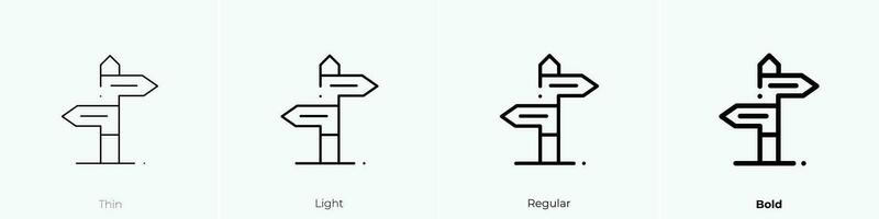 Wegweiser Symbol. dünn, Licht, regulär und Fett gedruckt Stil Design isoliert auf Weiß Hintergrund vektor