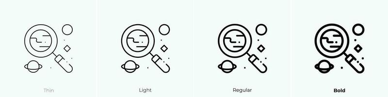 Forschung Symbol. dünn, Licht, regulär und Fett gedruckt Stil Design isoliert auf Weiß Hintergrund vektor