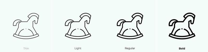 schaukeln Pferd Symbol. dünn, Licht, regulär und Fett gedruckt Stil Design isoliert auf Weiß Hintergrund vektor