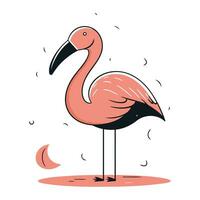 flamingo. vektor illustration i klotter stil. isolerat på vit bakgrund.