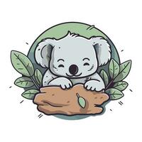 süß Koala mit Blätter. Vektor Illustration im Karikatur Stil.