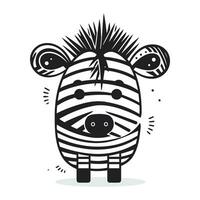 Zebra. süß Karikatur Tier. schwarz und Weiß Vektor Illustration.