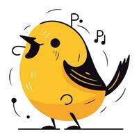 Vektor Illustration von ein süß wenig Gelb Vogel. süß Karikatur Charakter.