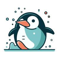 söt tecknad serie pingvin. vektor illustration i en platt stil.
