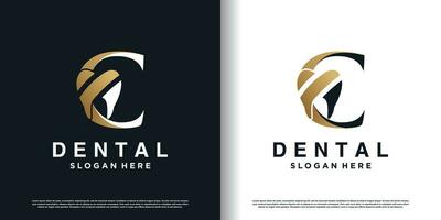 dental logotyp design vektor med brev c begrepp premie vektor