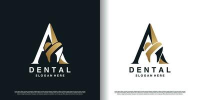 dental logotyp design vektor med brev en begrepp premie vektor