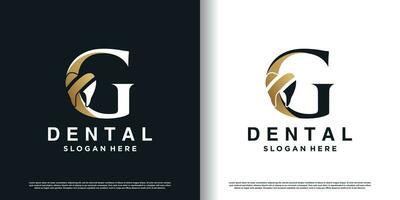 Dental Logo Design Vektor mit Brief G Konzept Prämie Vektor