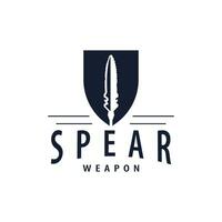 Speer Logo, Pfeilspitze Waffe Design Jagd Speer einfach Jahrgang retro rustikal minimalistisch Konzept vektor