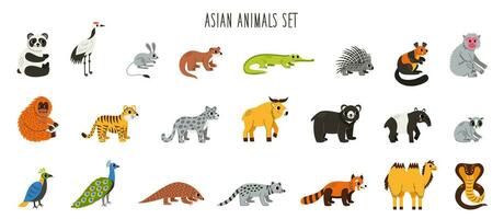bündeln von süß Tiere von Asien. Sammlung von Asien Kontinent Fauna. vektor