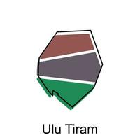Karte Stadt von ulu Tiram Vektor Design, Malaysia Karte mit Grenzen, Städte. Logo Element zum Vorlage Design