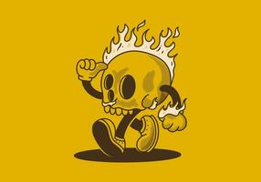 Maskottchen Charakter Illustration von Verbrennung Schädel vektor