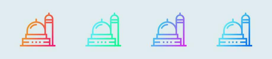 Moschee Linie Symbol im Gradient Farben. islamisch Zeichen Vektor Illustration.