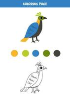 Färg söt tecknad serie monal fågel. kalkylblad för ungar. vektor