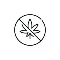 Nein Marihuana erlaubt Linie Symbol Zeichen Symbol isoliert auf Weiß Hintergrund. Nein Drogen Linie Symbol vektor