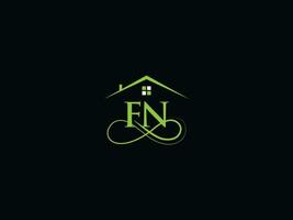 verklig egendom fn logotyp varumärke, minimalistisk fn byggnad lyx Hem logotyp ikon vektor