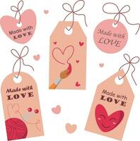 Valentinstag Tag Stichworte mit Herzen und Pinsel vektor