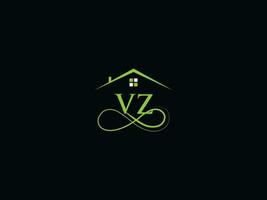 lyx vz verklig egendom logotyp brev, första vz logotyp byggnad ikon design för du vektor