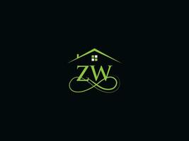 verklig egendom zw logotyp vektor, första zw wz lyx byggnad logotyp brev vektor