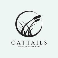 cattails växt silhuett logotyp vektor illustration design