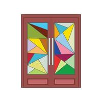 Kinder Zeichnung Vektor Illustration geometrisch Glas doppelt Tür isoliert auf Weiß Hintergrund