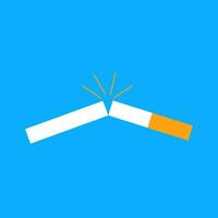Nein Rauchen. ein gebrochen Zigarette. Illustration auf ein Blau Hintergrund vektor