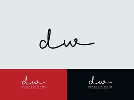 minimalistisk dw signatur logotyp, första dw företag logotyp brev vektor