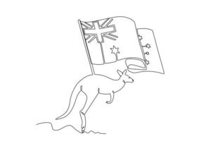 ein Känguru und das Flagge von Australien vektor