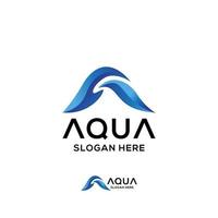 aqua -logotyp, är konceptet kombinationer bokstaven a med våg vektor