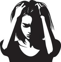 Stress Frau Vektor Silhouette Illustration schwarz Farbe